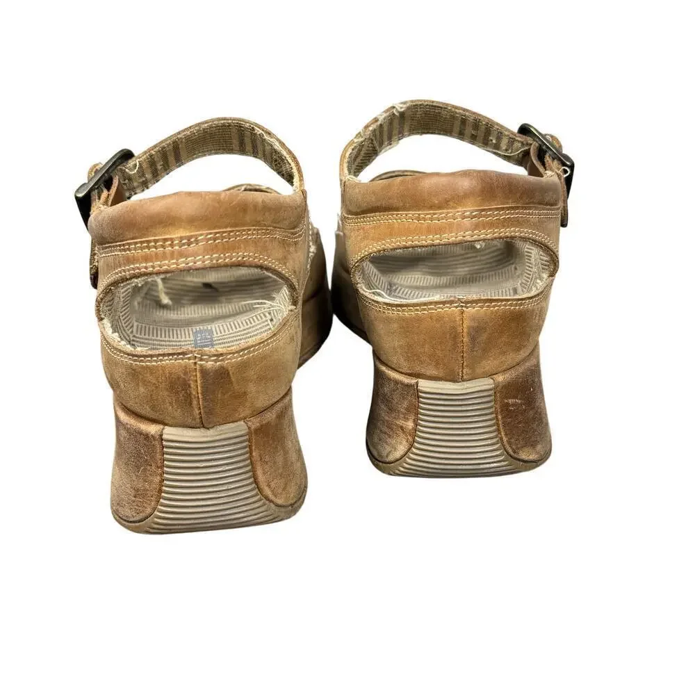 Mosquitos Y2K Chunky Platform Brown Leather Fisherman Sandals Size 8